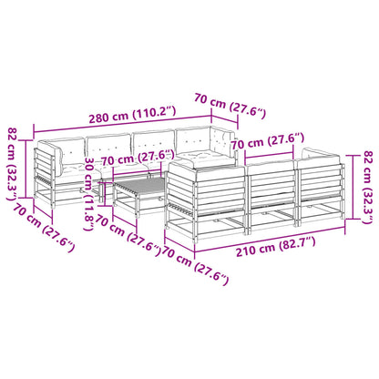 8Dílná Zahradní Sedací Souprava S Poduškami Masivní Borovice