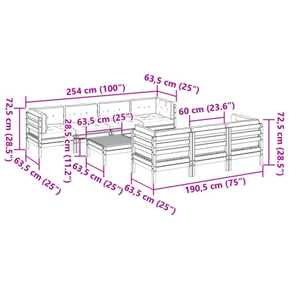8Dílná Zahradní Sedací Souprava A Podušky Impregnovaná Borovice