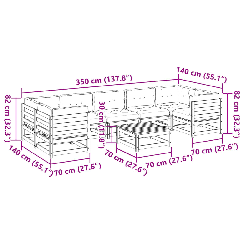8Dílná Zahradní Sedací Souprava S Poduškami Masivní Douglaska