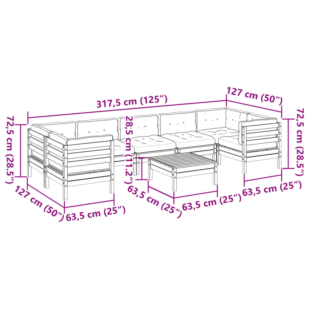8Dílná Zahradní Sedací Souprava S Poduškami Masivní Douglaska