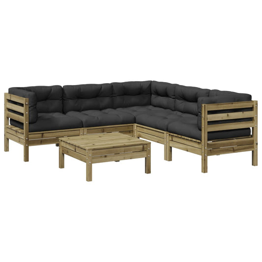 6Dílná Zahradní Sedací Souprava A Podušky Impregnovaná Borovice