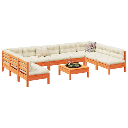 10Dílná Zahradní Sedací Souprava S Podušky Masivní Douglaska