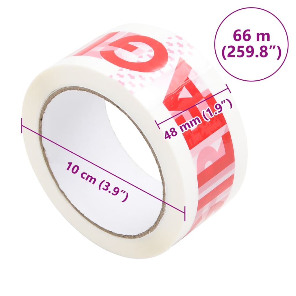 Lepicí Páska 12 Ks S Potiskem Fragile Bílá 48 Mm X 66 M