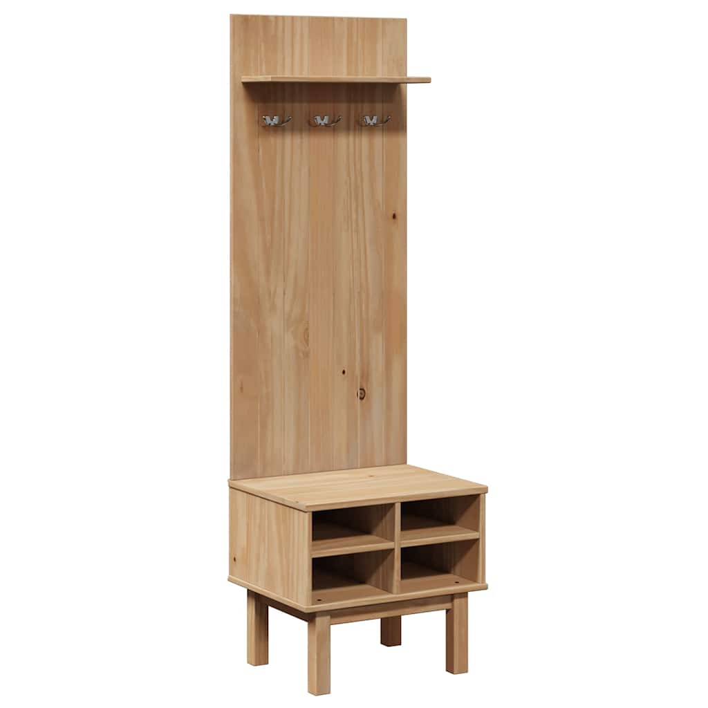 Předsíňová Stěna Otta 50 X 40 X 160 Cm Masivní Borovice