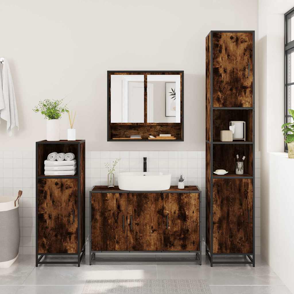 2Dílný Set Koupelnového Nábytku Kouřový Dub Kompozitní Dřevo
