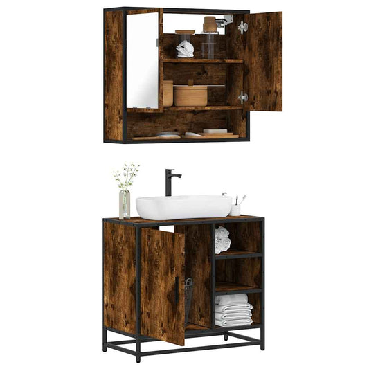 2Dílný Set Koupelnového Nábytku Kouřový Dub Kompozitní Dřevo