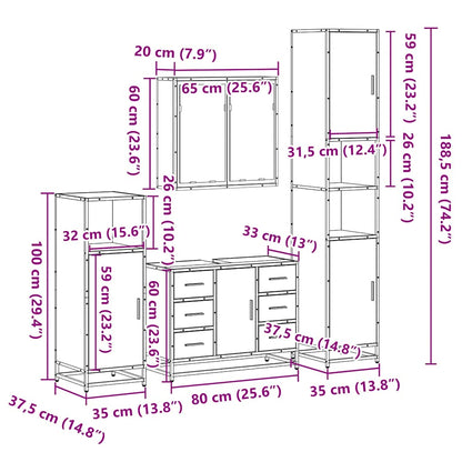 4Dílný Set Koupelnového Nábytku Kompozitní Dřevo