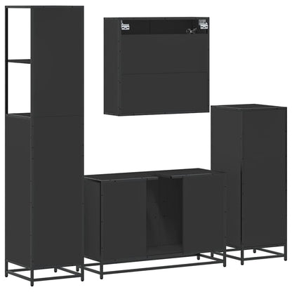 4Dílný Set Koupelnového Nábytku Černý Kompozitní Dřevo