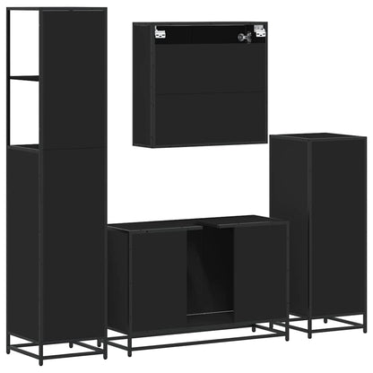 4Dílný Set Koupelnového Nábytku Černý Kompozitní Dřevo