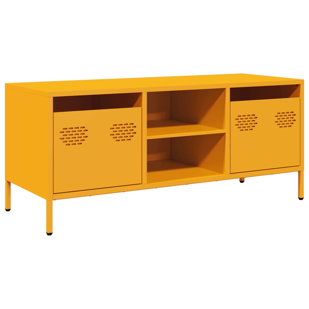 Tv Skříňka Hořčicově Žlutá 101,5 X 39 X 43,5 Cm Ocel