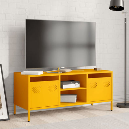 Tv Skříňka Hořčicově Žlutá 101,5 X 39 X 43,5 Cm Ocel