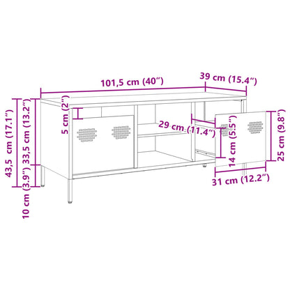 Tv Skříňka Hořčicově Žlutá 101,5 X 39 X 43,5 Cm Ocel