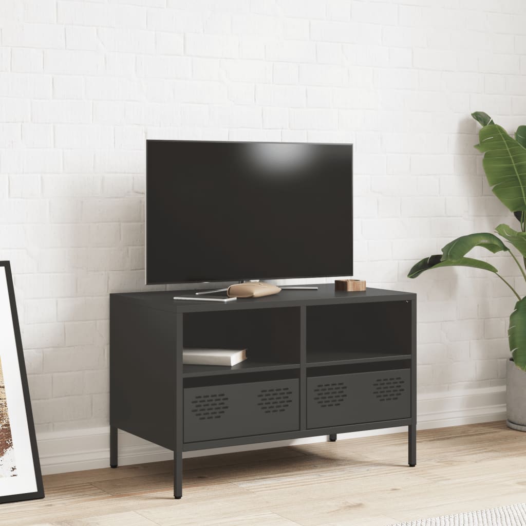 Tv Skříňka Černá 68 X 39 X 43,5 Cm Ocel Válcovaná Za Studena