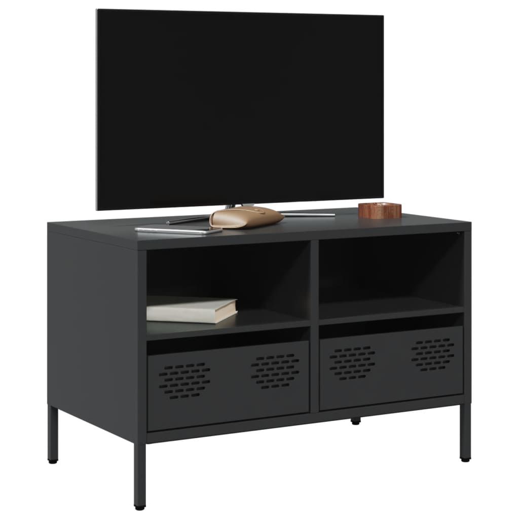 Tv Skříňka Černá 68 X 39 X 43,5 Cm Ocel Válcovaná Za Studena