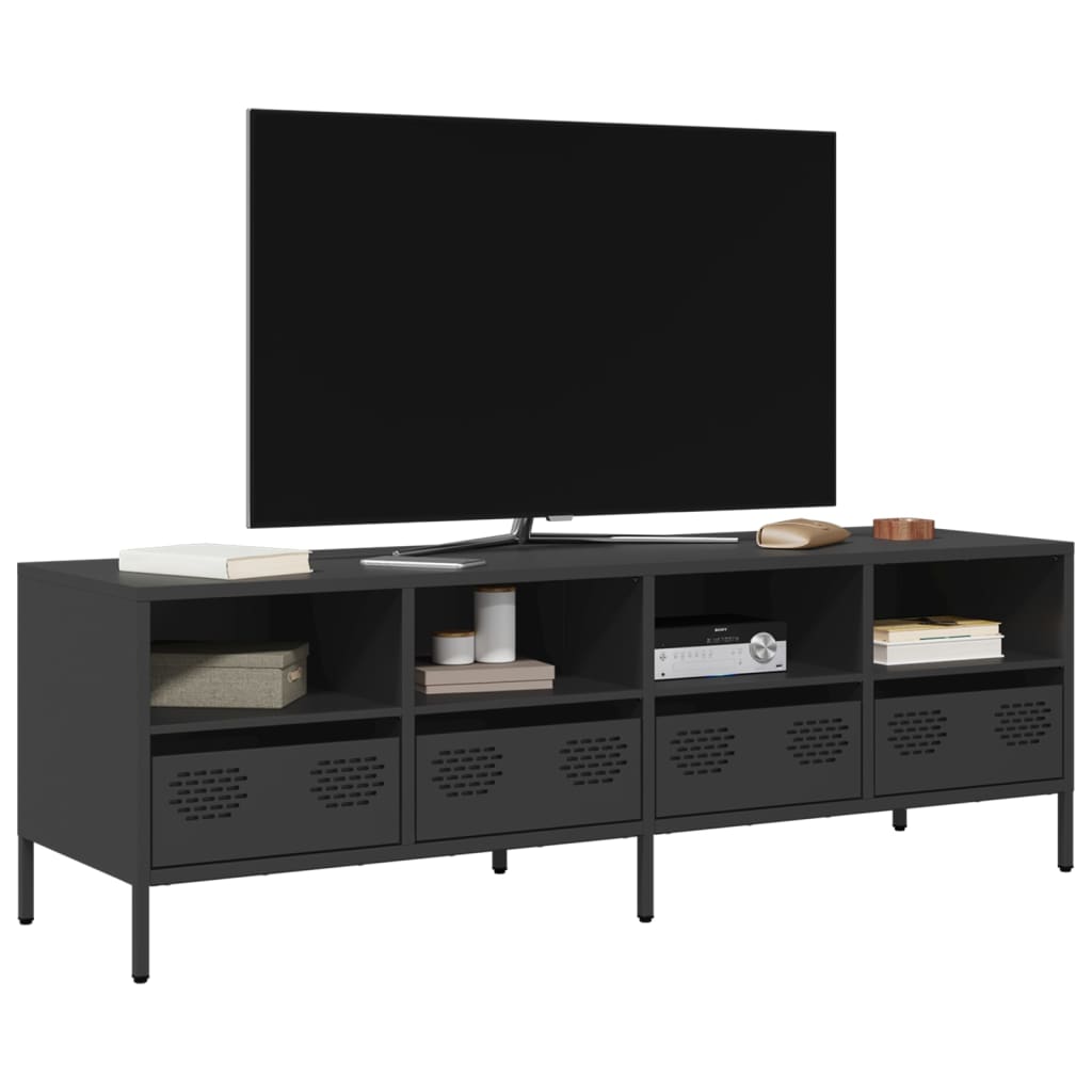 Tv Skříňka Černá 68 X 39 X 43,5 Cm Ocel Válcovaná Za Studena