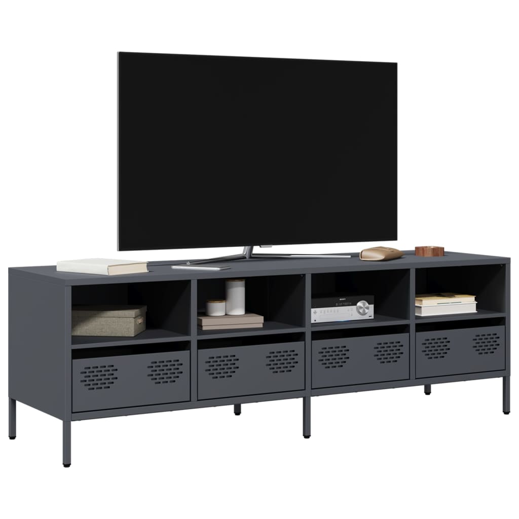 Tv Skříňka Černá 68 X 39 X 43,5 Cm Ocel Válcovaná Za Studena