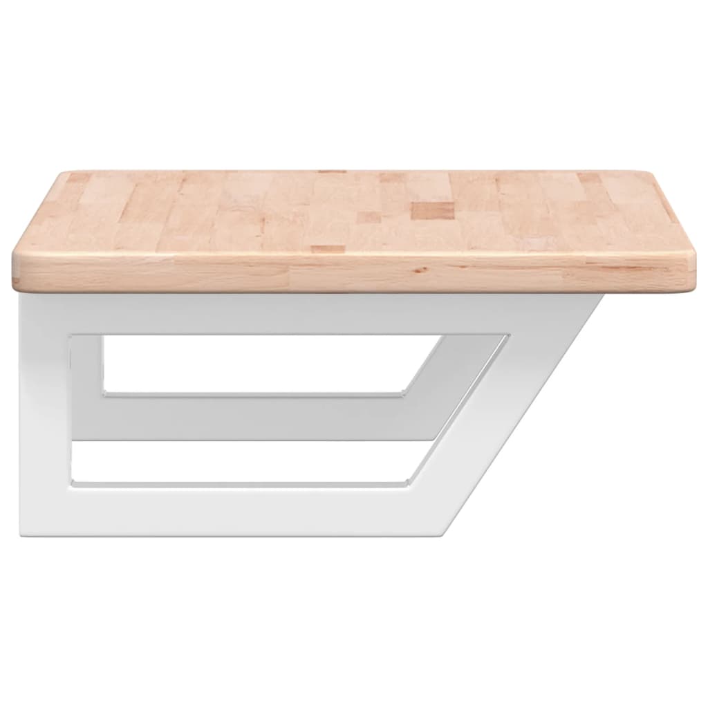 Deska Pod Umyvadlo Nástěnná Ocel A Masivní Dubové Dřevo Hnědá A Bílá