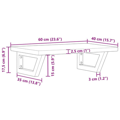 Deska Pod Umyvadlo Nástěnná Ocel A Masivní Dubové Dřevo Hnědá A Bílá