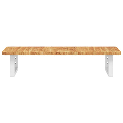 Deska Pod Umyvadlo Nástěnná Ocel A Masivní Dubové Dřevo Světle Hnědá A Bílá