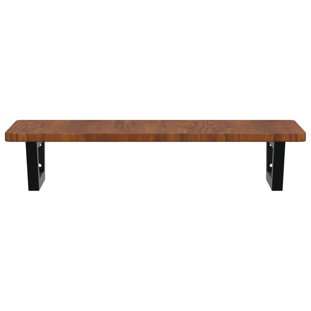 Deska Pod Umyvadlo Nástěnná Ocel A Masivní Dubové Dřevo Světle Hnědá A Černá