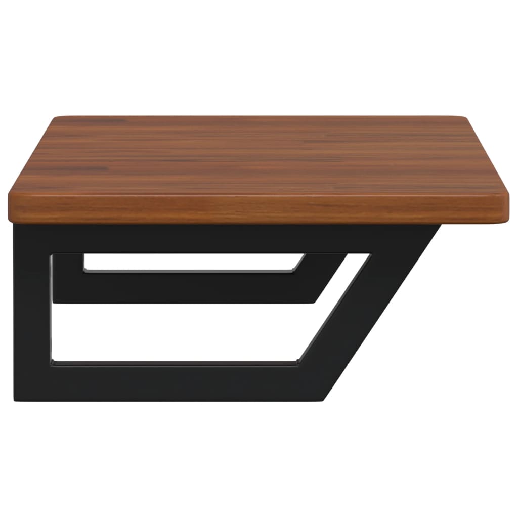 Deska Pod Umyvadlo Nástěnná Ocel A Masivní Dubové Dřevo Světle Hnědá A Černá