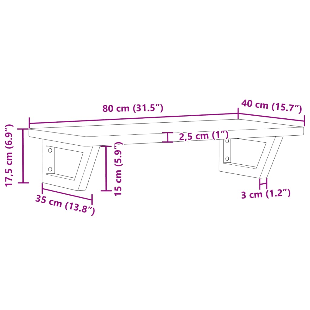 Deska Pod Umyvadlo Nástěnná Ocel A Masivní Dubové Dřevo Světle Hnědá A Černá