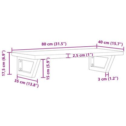 Deska Pod Umyvadlo Nástěnná Ocel A Masivní Dubové Dřevo Světle Hnědá A Černá