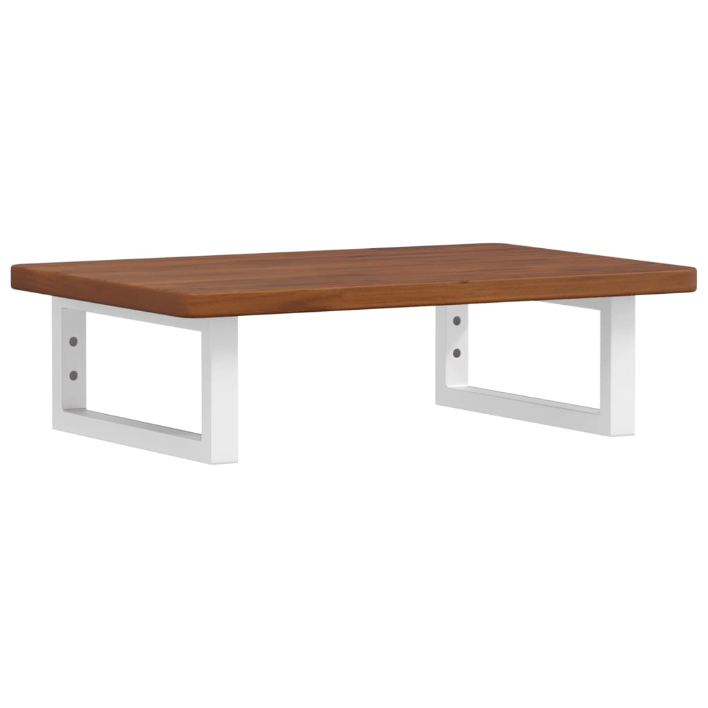 Deska Pod Umyvadlo Nástěnná Ocel A Masivní Dubové Dřevo Tmavě Hnědá A Bílá