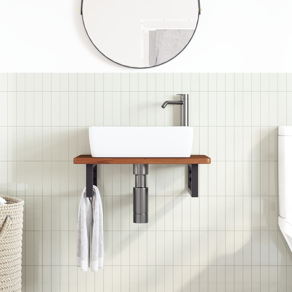 Deska Pod Umyvadlo Nástěnná Ocel A Masivní Dubové Dřevo