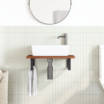 Deska Pod Umyvadlo Nástěnná Ocel A Masivní Dubové Dřevo