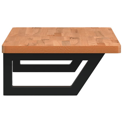 Deska Pod Umyvadlo Nástěnná Ocel A Masivní Bukové Dřevo Hnědo-Černá