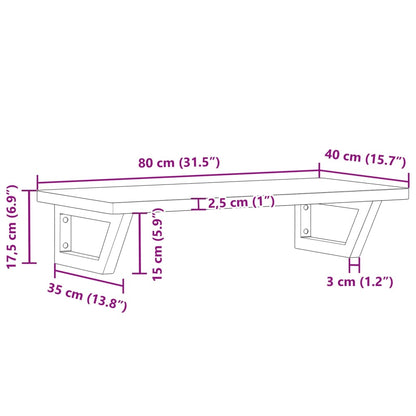 Deska Pod Umyvadlo Nástěnná Ocel A Masivní Bukové Dřevo Hnědo-Černá
