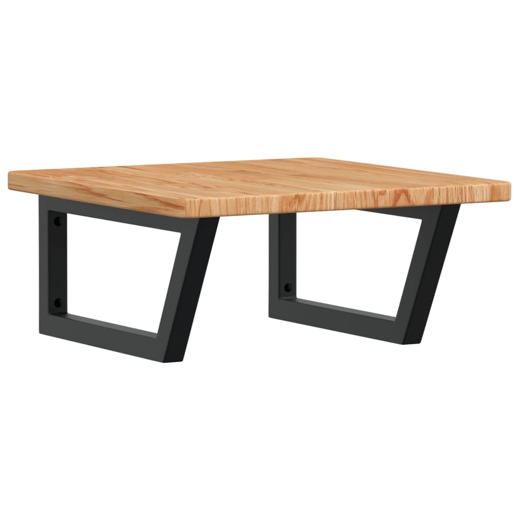 Deska Pod Umyvadlo Nástěnná Ocel A Masivní Dubové Dřevo Světle Hnědá A Černá