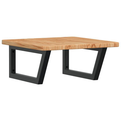 Deska Pod Umyvadlo Nástěnná Ocel A Masivní Dubové Dřevo Světle Hnědá A Černá