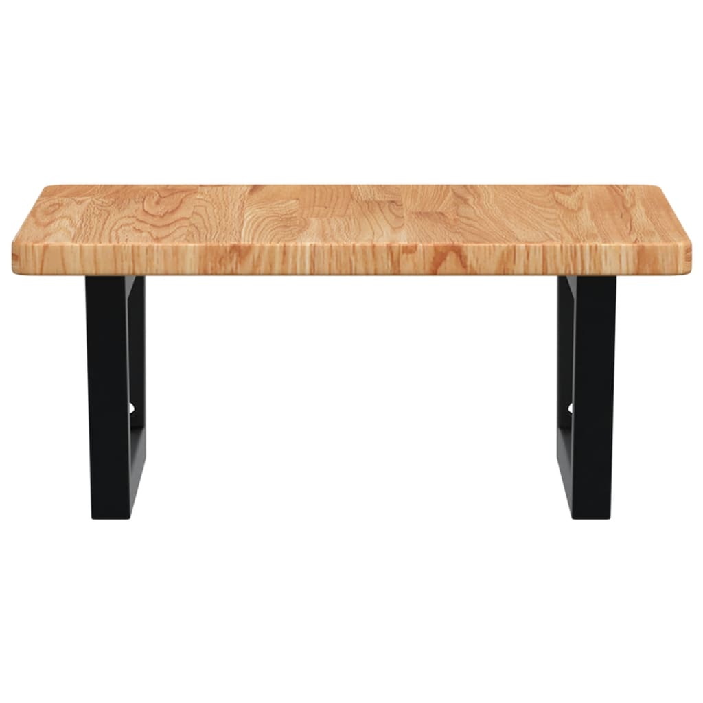 Deska Pod Umyvadlo Nástěnná Ocel A Masivní Dubové Dřevo Světle Hnědá A Černá