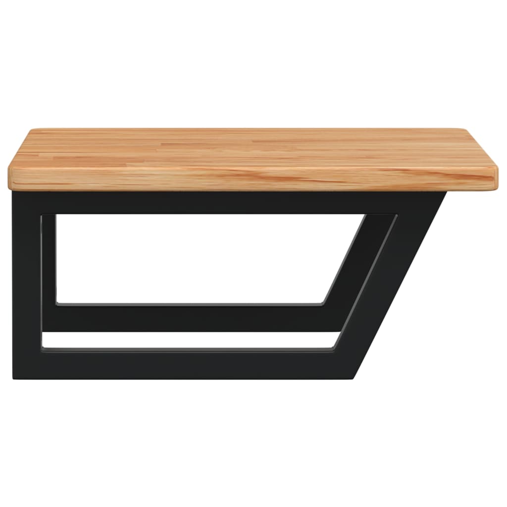 Deska Pod Umyvadlo Nástěnná Ocel A Masivní Dubové Dřevo Světle Hnědá A Černá