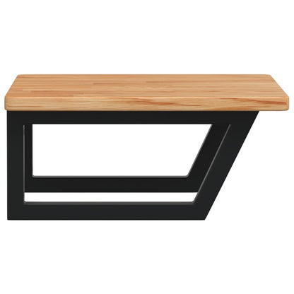 Deska Pod Umyvadlo Nástěnná Ocel A Masivní Dubové Dřevo Světle Hnědá A Černá