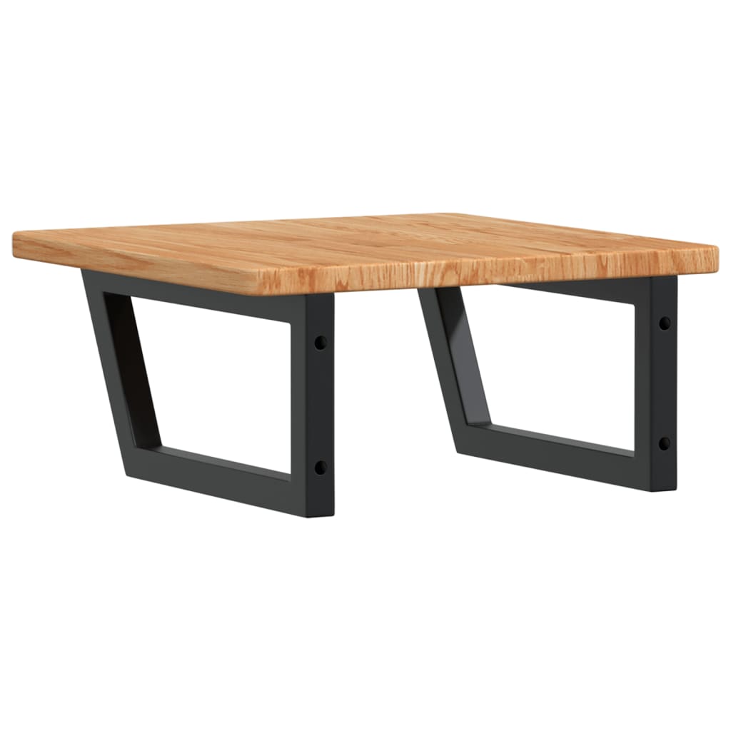 Deska Pod Umyvadlo Nástěnná Ocel A Masivní Dubové Dřevo Světle Hnědá A Černá