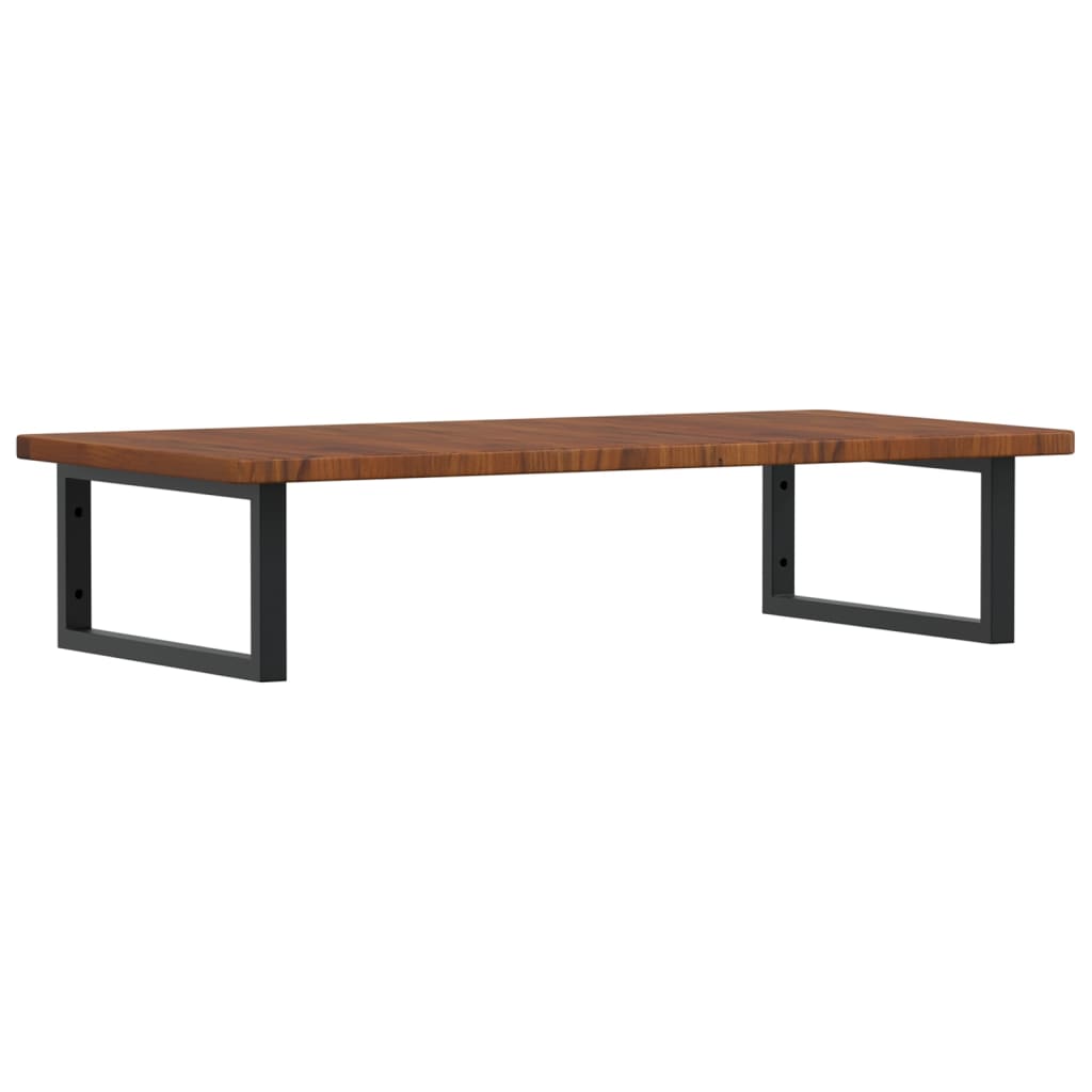 Deska Pod Umyvadlo Nástěnná Ocel A Masivní Dubové Dřevo Tmavě Hnědá A Černá