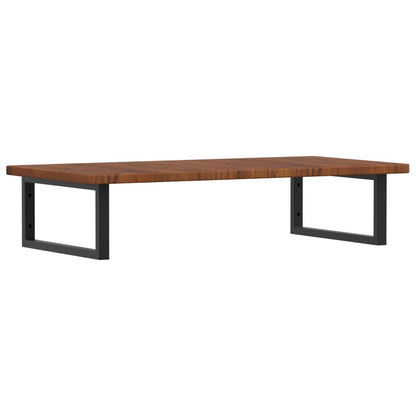 Deska Pod Umyvadlo Nástěnná Ocel A Masivní Dubové Dřevo Tmavě Hnědá A Černá