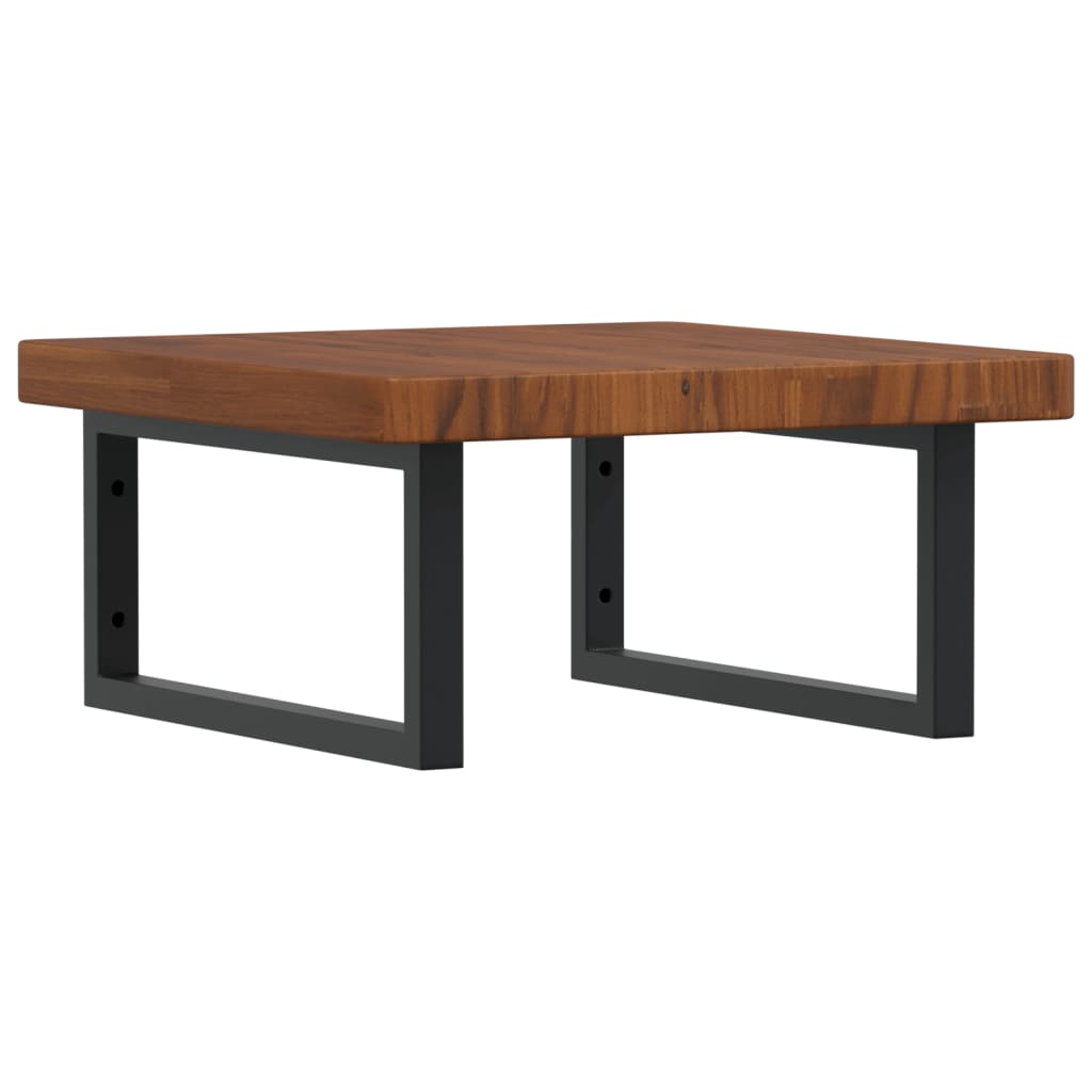 Deska Pod Umyvadlo Nástěnná Ocel A Masivní Dubové Dřevo Tmavě Hnědá A Černá