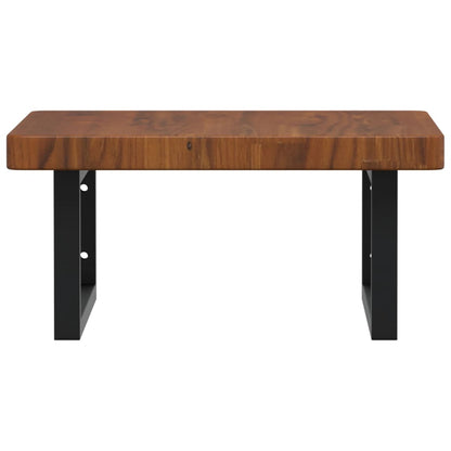 Deska Pod Umyvadlo Nástěnná Ocel A Masivní Dubové Dřevo Tmavě Hnědá A Černá