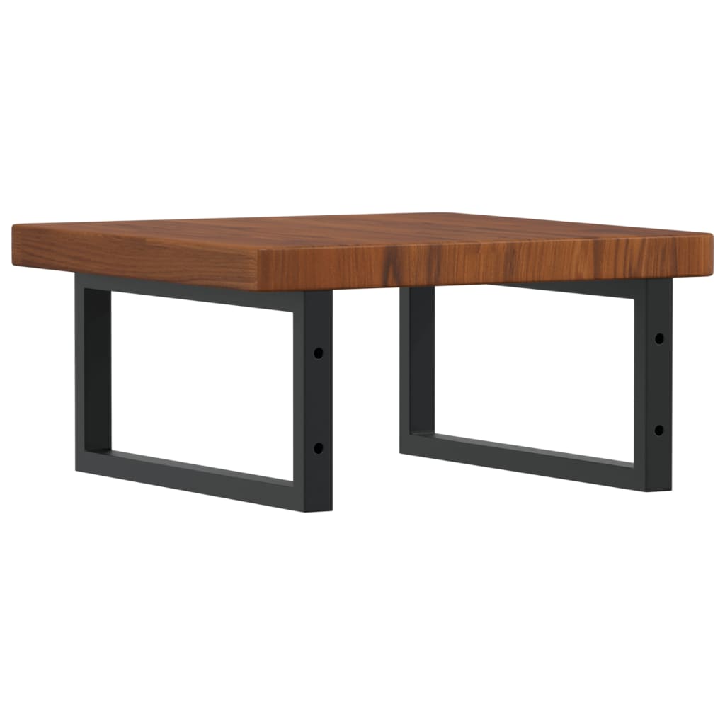 Deska Pod Umyvadlo Nástěnná Ocel A Masivní Dubové Dřevo Tmavě Hnědá A Černá