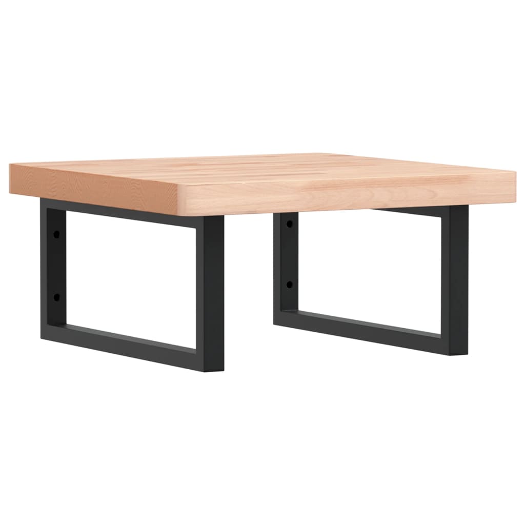 Deska Pod Umyvadlo Nástěnná Ocel A Masivní Bukové Dřevo Hnědo-Černá