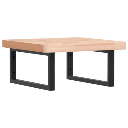 Deska Pod Umyvadlo Nástěnná Ocel A Masivní Bukové Dřevo Hnědo-Černá