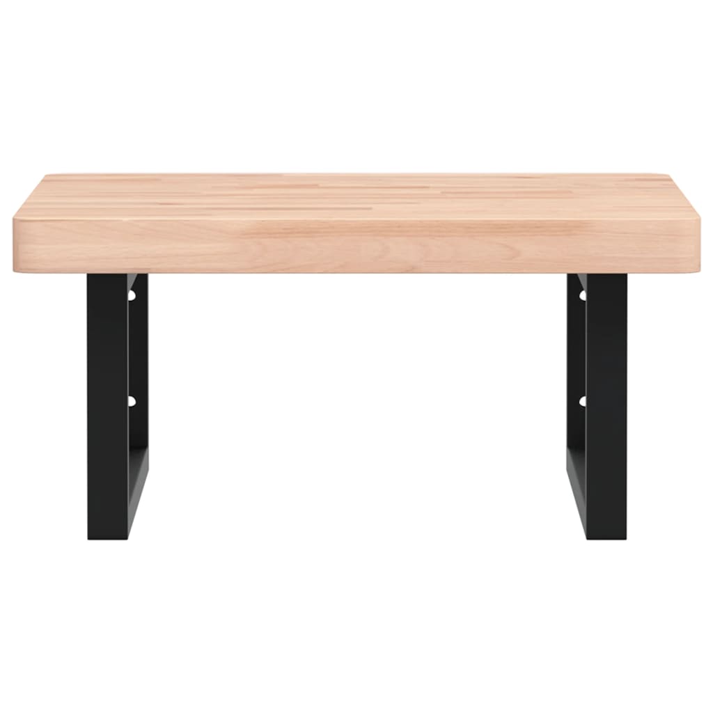 Deska Pod Umyvadlo Nástěnná Ocel A Masivní Bukové Dřevo Hnědo-Černá