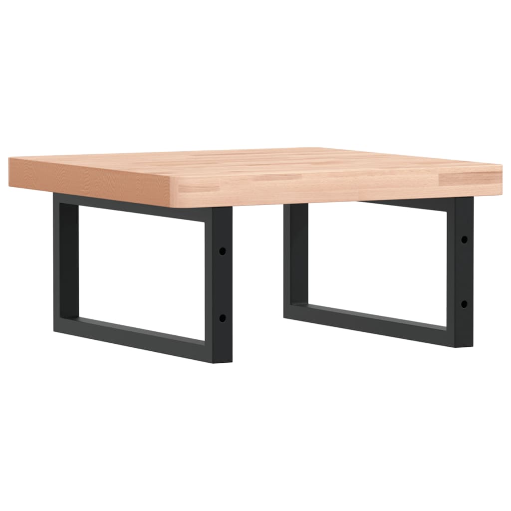 Deska Pod Umyvadlo Nástěnná Ocel A Masivní Bukové Dřevo Hnědo-Černá