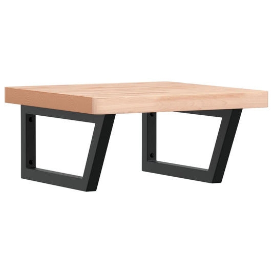 Deska Pod Umyvadlo Nástěnná Ocel A Masivní Bukové Dřevo Hnědo-Černá