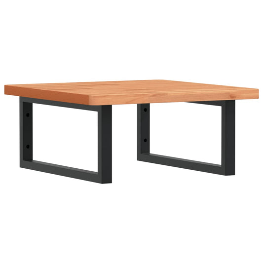 Deska Pod Umyvadlo Nástěnná Ocel A Masivní Bukové Dřevo Tmavě Hnědá A Černá