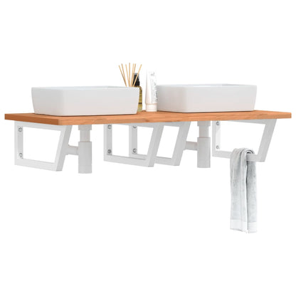 Deska Pod Umyvadlo Nástěnná Ocel A Masivní Bukové Dřevo Bílá